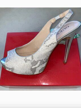 Guess Gwaerra Peep Toe Slingback Heels Size 10M